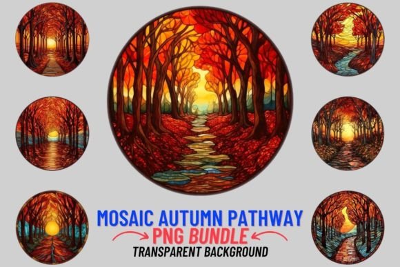 Download Stained Glass Autumn Pathway 12 PNG - Stained Collection
