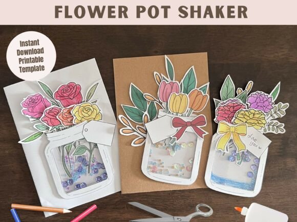Download Mothers Day Flower Pot Shaker Card - Moth Collection