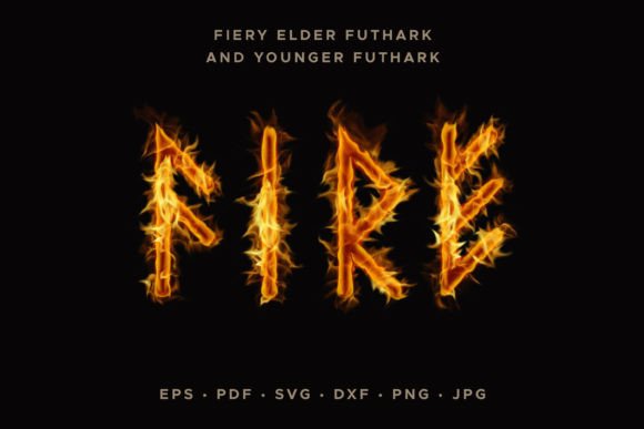 Download Fiery Burning Viking Runic Alphabet - Fiery Collection