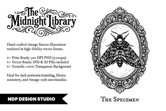 Download Vintage Linocut Moth Dark Academia SVG - Moth Collection
