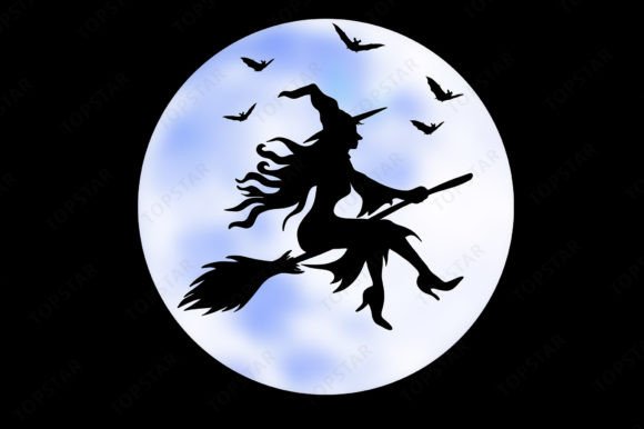 Download Halloween Bats Moon Witch Silhouette - Witch silhouette Collection