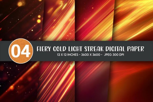 Download Fiery Gold Light Streak Digital Paper - Fiery Collection
