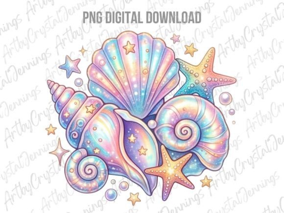 Download Holographic Mermaid Seashells PNG - Mermaid Collection