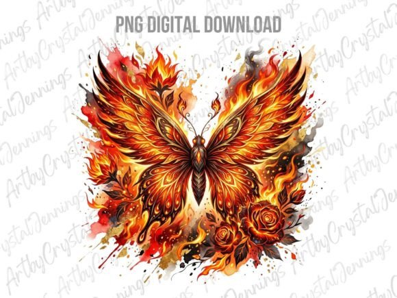 Download Fiery Flame Phoenix Butterfly PNG - Fiery Collection