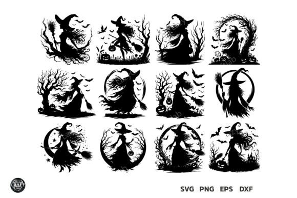 Download Spooky Witch Silhouette Vector Set SVG - Witch silhouette Collection
