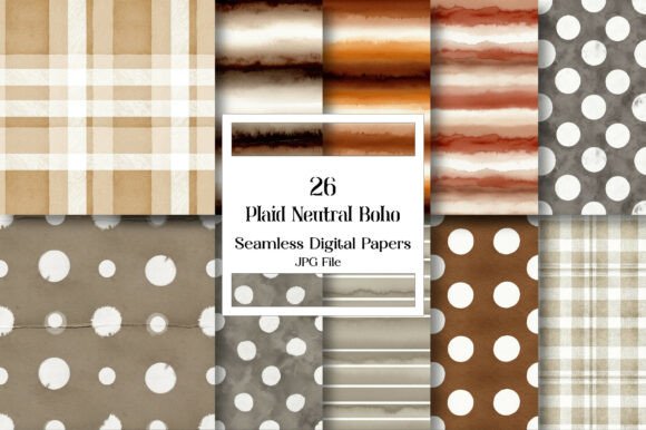 Download Plaid Neutral Boho Digital Paper Pack - Premium Resources