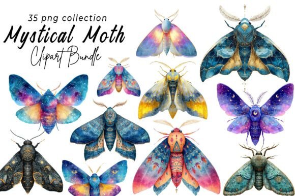 Download Watercolour Mystical Moth Clipart - Moth Collection