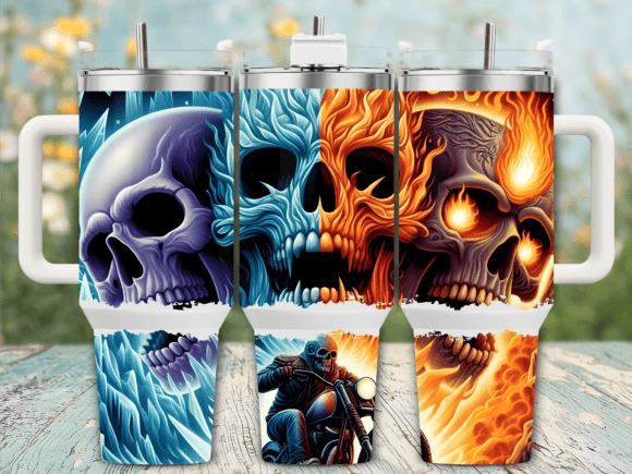 Download Fiery Skull Flames 40oz Tumbler Wrap - Fiery Collection