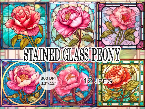 Download Peony Stained Glass JPEG Clipart - Stained Collection