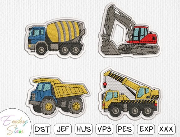 Download Construction Vehicles Embroidery Patch - Premium Resources